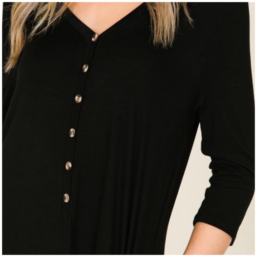☀️BLACK BUTTON DOWN RUFFLED DRESS - Picture 4 of 10